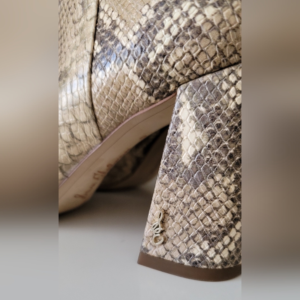 San Edelman Snakeskin Print Vegan Ankle Booties. - Picture 4 of 11